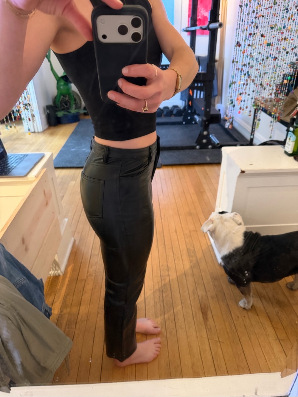 Wilfred Black Faux-Leather Straight Leg Pants